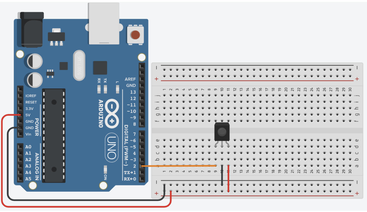 Breadboard wiring for lesson 22: Infrared Remote Control